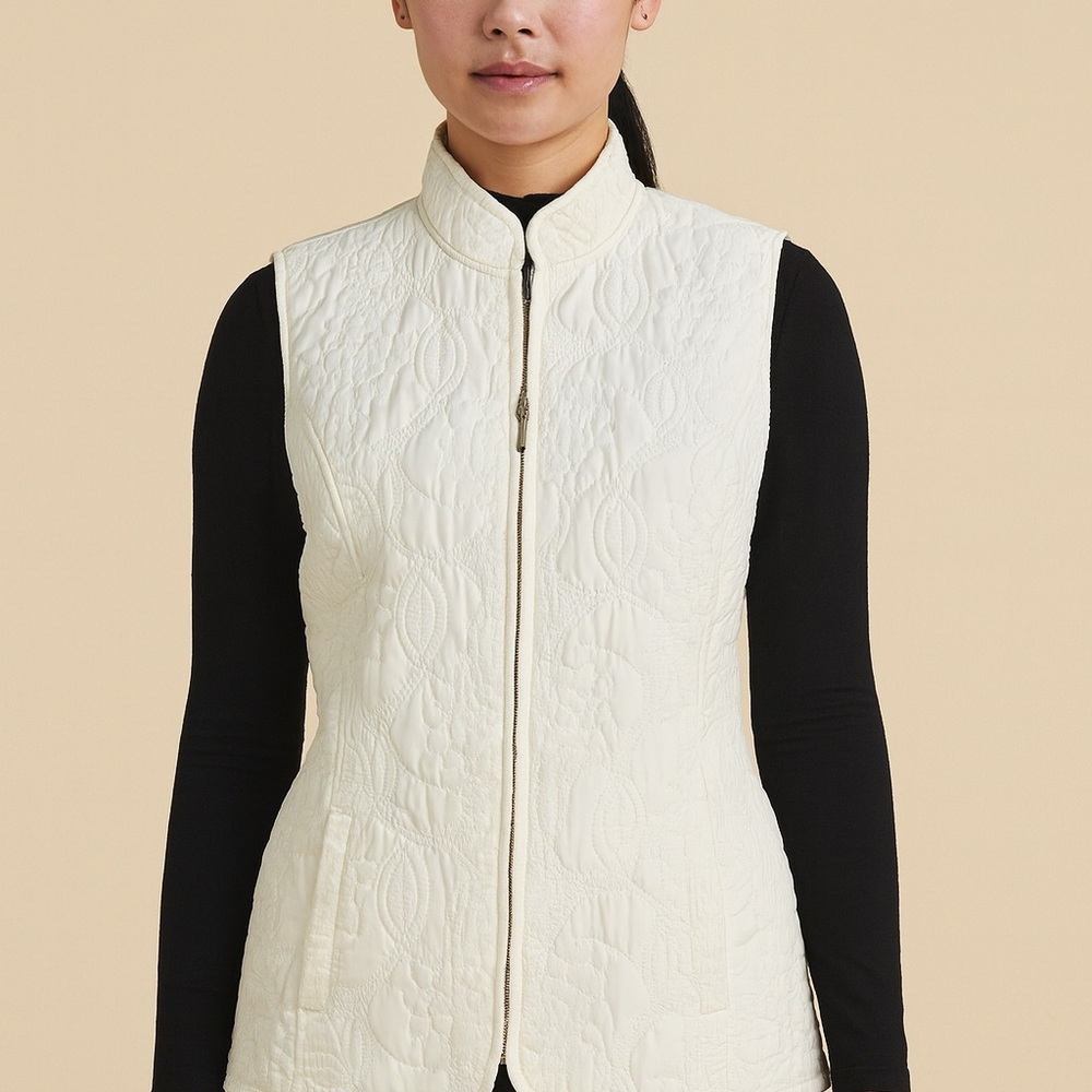 🛍️ Jane Ashley Cream Floral Quilted Vest - Picture 6 of 6